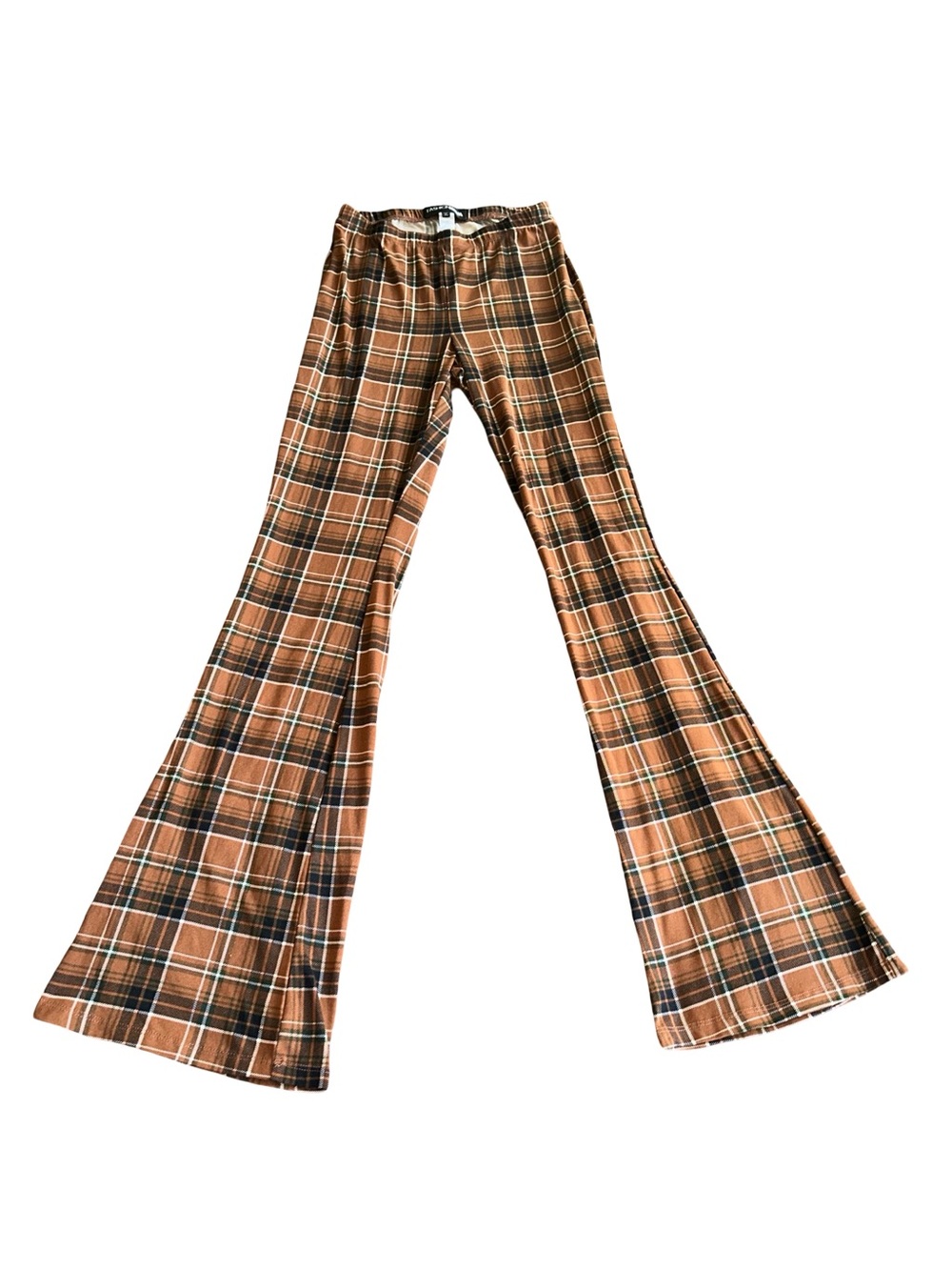 Fashion Nova Brown and Black Plaid Flare Pants
